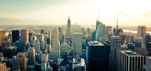 Вид небоскребов в Нью-Йорке, панорама 