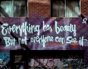 граффити: "Во всем есть красота, но не каждый может ее увидеть"