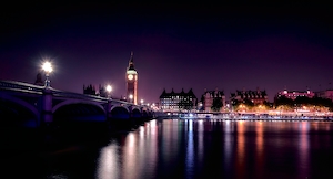 Лондон, ночной город, огни ночью 