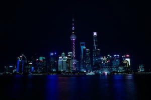шанхайская ночь, ночной город, панорама ночного города 