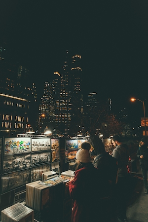 ночной город, панорама ночного города 