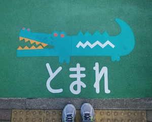 рисунок крокодила на полу 