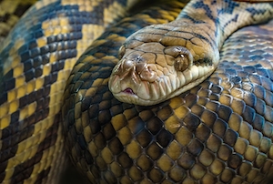 Прекрасный экземпляр аметистового питона, самой длинной змеи в Австралии.
