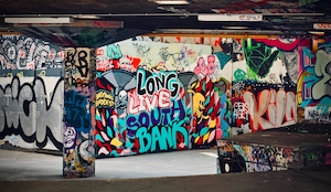 граффити на бетонной стене подземного перехода 