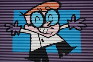 персонаж из мультика, граффити на стене 