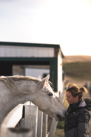 женщина и белый конь, эмоциональная связь 