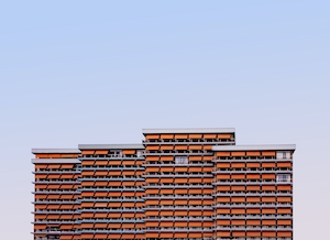 современная архитектура, два с оранжевыми акцентами 