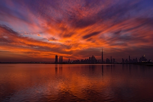 фото небоскребов в Дубае на закате