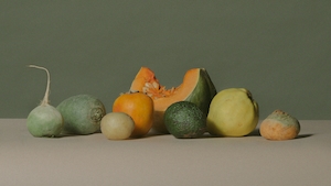 дыня, зеленые фрукты и овощи, натюрморт 