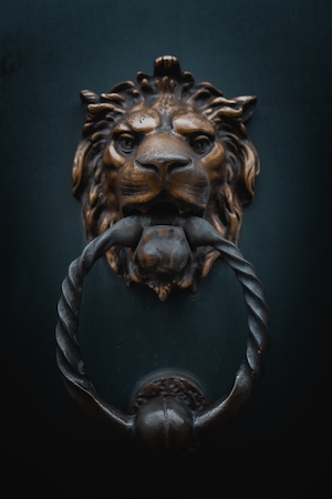 дверная ручка с изображением льва 