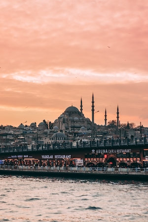 Вид на мечеть в Стамбуле с воды