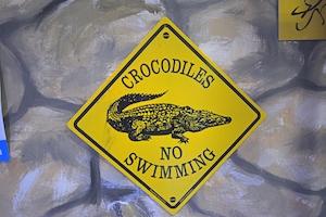 знак, предупреждающий о крокодилах 