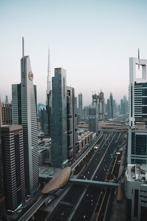 Дубай, Объединенные Арабские Эмираты, вид на небоскребы 