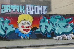 Борис Джонсон, Брекзит, Лондонская фреска клоуна, граффити на стене 