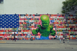 Малыш Халк, граффити с персонажами Марвел, Халк на стене 