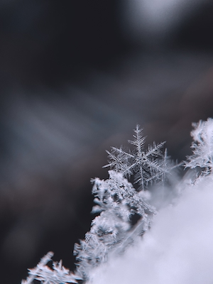 Снимок снежинки и макросъемка