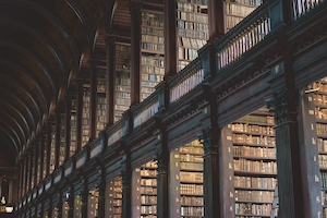 Библиотека Тринити, Дублин, полки с книгами в библиотеке, стиль Гарри Поттера 