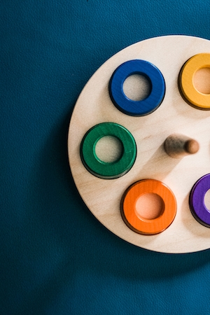 деревянная палитра с цветными кольцами, игрушка для ребенка 