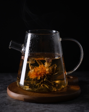 Зеленый чай с жасмином, Лилией и розой, чайник