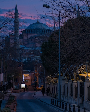 Ночной Стамбул, голубая мечеть 
