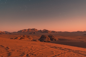 пустыня на закате, песчаная дюна, пески в пустыне, пейзаж в пустыне