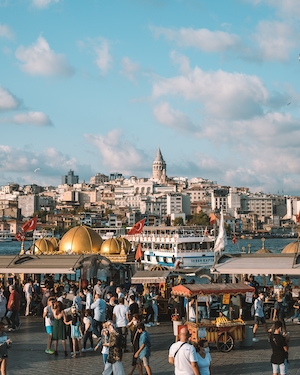 Панорама оживленного Стамбула днем 