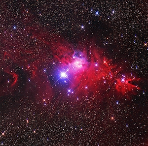 Конусообразная туманность в высоком разрешении, космический фон Обои с яркими звездами и теплыми красными цветами, звездное небо, космическое пространство 