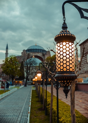 фонари в саду в Стамбуле 