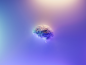 3D-визуализация мозга на радужном градиентном фоне 
