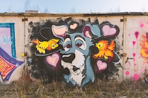 уличное искусство, граффити на уличной стене 