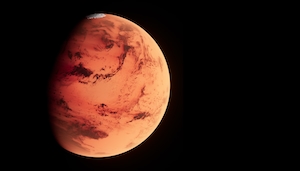 Марс, оранжевая планета на черном фоне 