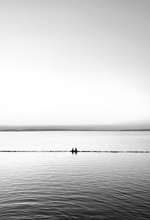 черно-белая фотография спокойного моря 