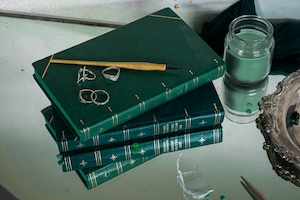 Атрибутика Гарри Поттера, вещи в стиле Гарри Поттера, зеленые книги 
