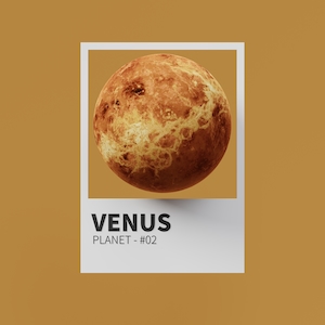 Планета Венера в карточке Пантон, 3D-модель 