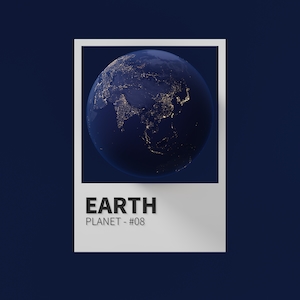Планета Земля в карточке пантон 