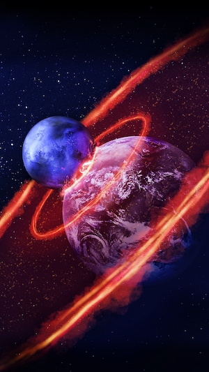 Космическая авария, столкновение планет в космосе 