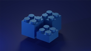 синие кубики лего на синем фоне 