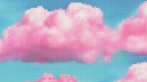 розовые облака в пикселях 