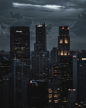 Сингапур, панорама города, небоскребы 