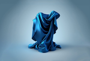 синяя хромированная ткань в пространстве 